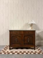 Vintage antieke commode dressoir met marmerblad eikenhout, 100 tot 150 cm, Vintage, Zo goed als nieuw, 25 tot 50 cm