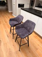 2 Draaibare Velvet Bar Krukken - Stijlvol en Comfortabel, Ophalen, Gebruikt, 60 tot 90 cm, Met voetsteun