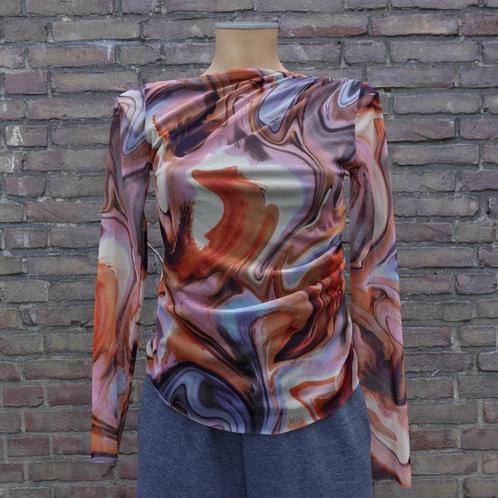 Zara Multicolor Abstract Mesh Top met Lange Mouwen Maat M, Kleding | Dames, Tops, Nieuw, Maat 38/40 (M), Overige kleuren, Lange mouw