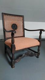 Antieke Eikenhouten Stoel met Rotan Leuning, Antiek en Kunst, Ophalen