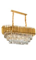 Langwerpig goud gold hanglamp chandelier new eric kuster, Huis en Inrichting, Nieuw, Ophalen of Verzenden, Glas, 50 tot 75 cm