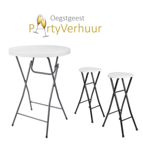 Verhuur Statafel sta tafel incl 2 barkrukken en rok en meer, Huis en Inrichting, Tafels | Statafels, Zo goed als nieuw, Ophalen