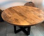 Mooie ronde eettafel met houten blad, Huis en Inrichting, Tafels | Eettafels, Ophalen, Gebruikt, 100 tot 150 cm, Vier personen