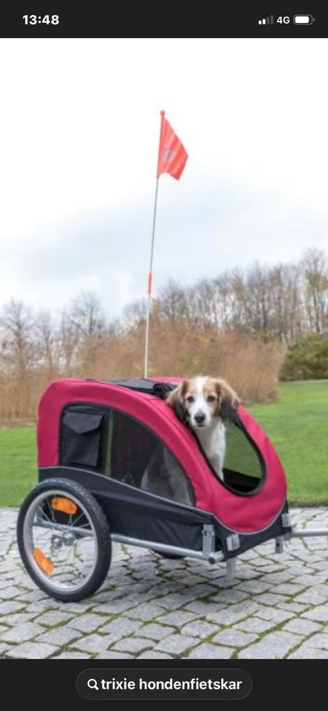 Trixie Hondenfietskar Zwart Rood  maat M Tot 22 Kg Medium, Fietsen en Brommers, Fietsaccessoires | Aanhangers en Karren, Zo goed als nieuw