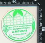 Sticker: Plantenkwekerij Biemans - Gemert, Ophalen of Verzenden, Zo goed als nieuw, Bedrijf of Vereniging