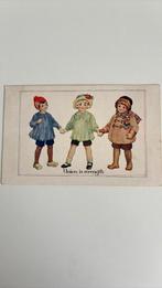 Eendracht maakt macht. 3 kinderen hand in hand., Ophalen of Verzenden, Ongelopen, Kinderen