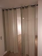 Zwarte gordijnroede + lichtgroene gordijnen, Ophalen, 100 tot 150 cm, 200 cm of meer, Zo goed als nieuw