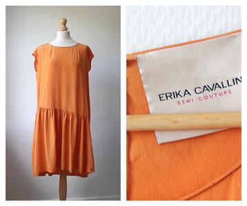 Erika Cavallini - designer jurk / oranje zijde / maat 40 beschikbaar voor biedingen