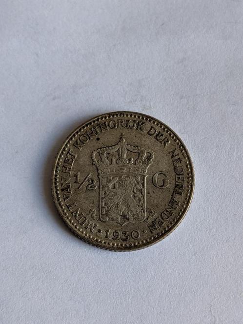 Wilhelmina 1/2 gulden 1930, Postzegels en Munten, Munten | Nederland, Losse munt, ½ gulden, Koningin Wilhelmina, Zilver, Ophalen of Verzenden