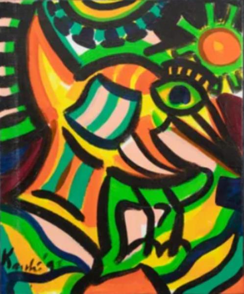 ==Jacob Kanbier 1949-2020 === doek 60 x 65 cm ==, Antiek en Kunst, Kunst | Schilderijen | Modern, Ophalen of Verzenden