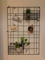 Wandrek kaartenrek met draadmandjes – zwart metaal, Huis en Inrichting, Woonaccessoires | Wanddecoraties, Ophalen, Zo goed als nieuw