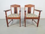 Set 2 art deco fauteuil amsterdamse school eiken ebben ’20, Twee, Art deco, Hout, Ophalen of Verzenden
