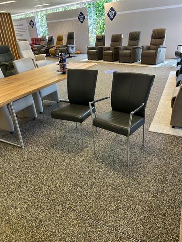 2 Eetkamerstoelen leder toledo grijs merk HE-design beschikbaar voor biedingen