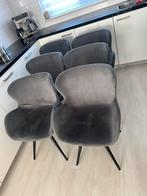 6 Grijze Eetkamerstoelen, Huis en Inrichting, Stoelen, Ophalen, Zo goed als nieuw, Metaal, Grijs