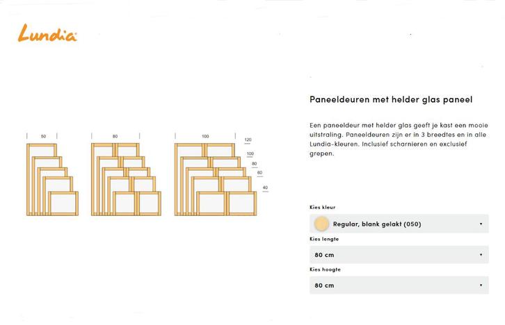 Lundia paneeldeurtjes helder glas 80x80 regulier gelakt, Huis en Inrichting, Kasten | Overige, Gebruikt, Ophalen