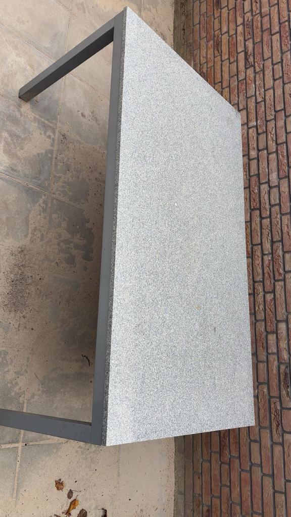 Tafelblad met metalen frame, Tuin en Terras, Tuintafels, Gebruikt, Rechthoekig, Metaal, Ophalen