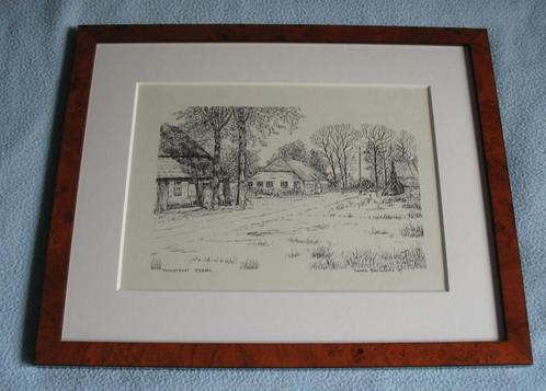 Lijst met pentekening, Antiek en Kunst, Kunst | Tekeningen en Foto's, Ophalen of Verzenden