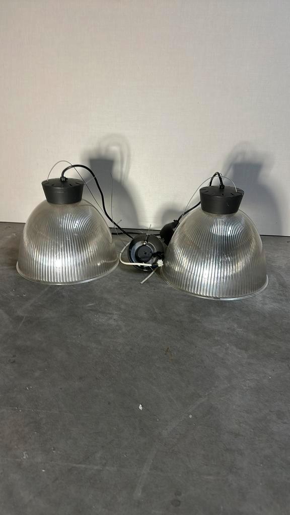 Hanglampen 2 stuks kunststof doorschijnend, Huis en Inrichting, Lampen | Hanglampen, Gebruikt, Minder dan 50 cm, Kunststof, Ophalen of Verzenden