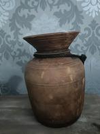 Oude houten Nepalese pot met touw, Ophalen, Gebruikt, Overige kleuren, 50 tot 75 cm