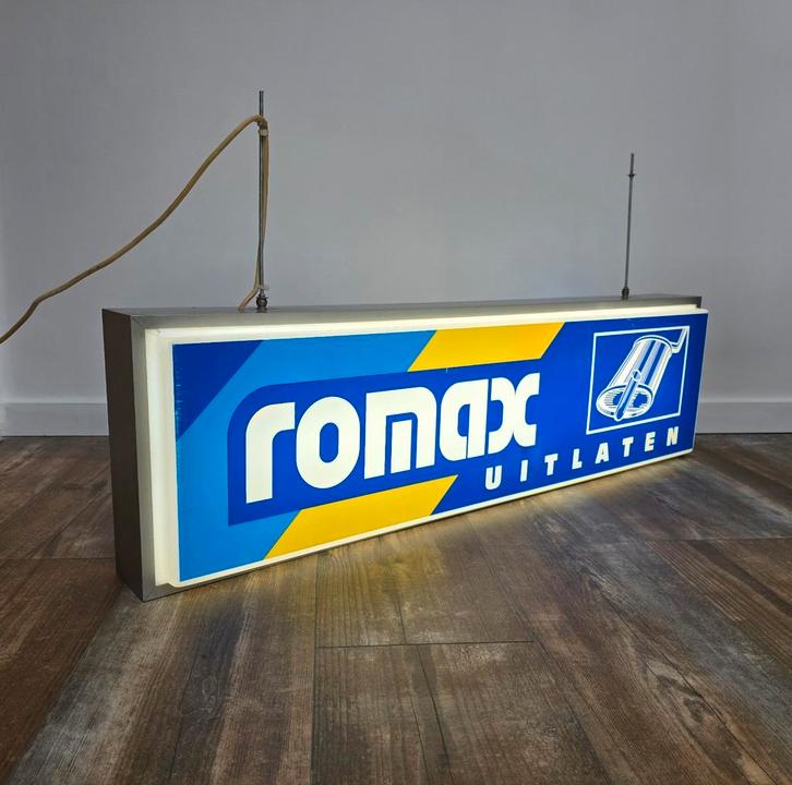 Romax uitlaten Lichtbak (Dubbelzijdig), Verzamelen, Merken en Reclamevoorwerpen, Gebruikt, Lichtbak of (neon) lamp, Ophalen