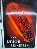 Emaille reclame bord UNION  briketten, Verzamelen, Ophalen of Verzenden, Gebruikt, Reclamebord