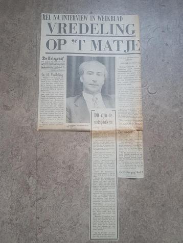 Minister Vredeling op het matje bij Den Uyl (krant 1974) beschikbaar voor biedingen