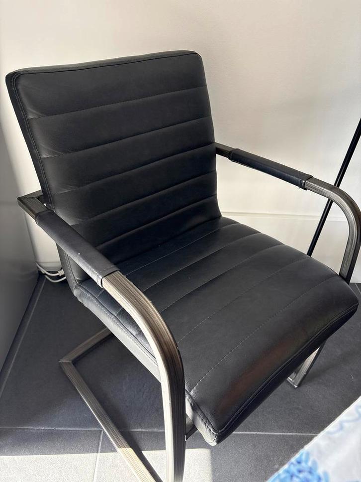 Industriële stoelen 2 stuks  - eetkamerstoel, Huis en Inrichting, Stoelen, Gebruikt, Twee, Leer, Overige materialen, Grijs, Ophalen