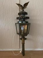 Antieke koperen koetslantaarn met verlichting, 80cm hoog!, Antiek en Kunst, Ophalen of Verzenden