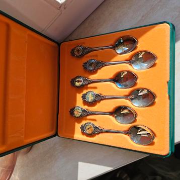 cassette, 6 x cameo verzilverde lepeltjes, Austr. vogels beschikbaar voor biedingen