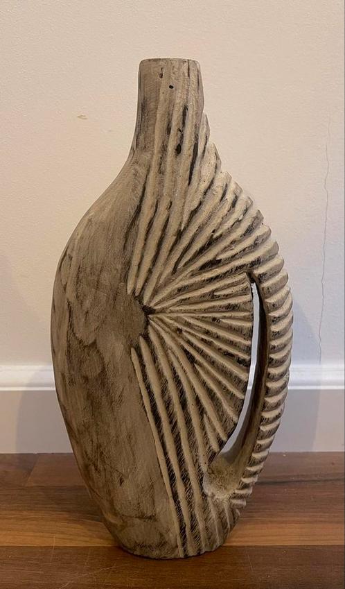(9) handgemaakte houten smalle vaas +/- 35cm hoog - WIT, Antiek en Kunst, Kunst | Beelden en Houtsnijwerken, Ophalen of Verzenden