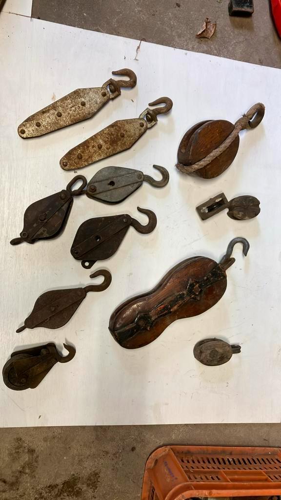 Scheeps Katrollen, blokken hout en ijzer, Antiek en Kunst, Antiek | Gereedschap en Instrumenten, Ophalen
