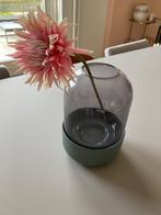 GUSTA vaas windlicht groen grijs glas steen., Huis en Inrichting, Woonaccessoires | Vazen, Ophalen of Verzenden, Groen, Glas, Minder dan 50 cm