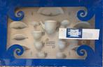 Mini servies - espresso servies wit met zilveren decoratie, Ophalen of Verzenden, Zo goed als nieuw, Porselein, Kop en/of schotel
