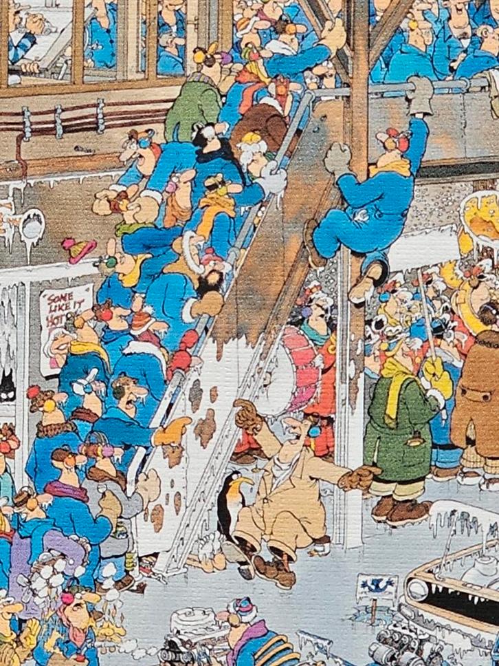 J.v. Haasteren De Lopende band - 950 stukjes, Hobby en Vrije tijd, Denksport en Puzzels, Gebruikt, Legpuzzel, 500 t/m 1500 stukjes