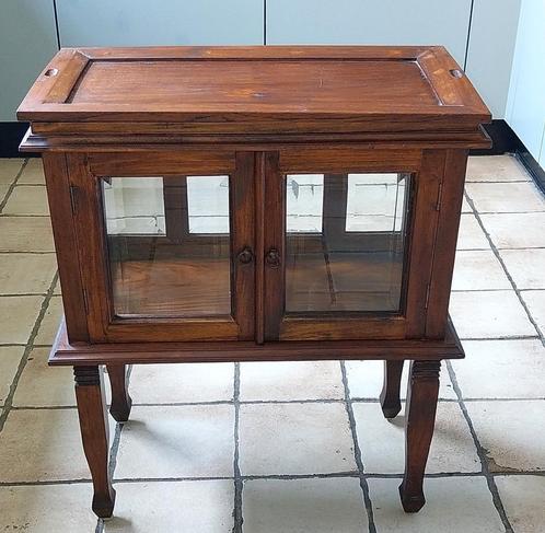 Antiek Theekastje / Vitrinekast met facet geslepen glas, Antiek en Kunst, Antiek | Meubels | Kasten, Ophalen