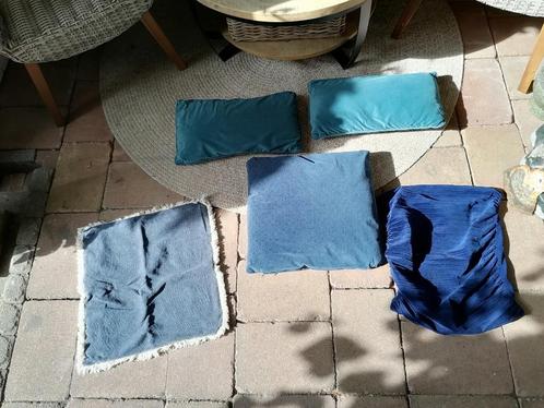 Sier kussens, Huis en Inrichting, Woonaccessoires | Kussens, Zo goed als nieuw, Blauw, Vierkant, Ophalen