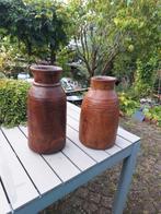 2 x Houten nepalese kruik / vaas, Tuin en Terras, Tuinhaarden, Ophalen of Verzenden, Zo goed als nieuw