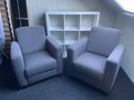2 Grijze fauteuils, Ophalen, 75 tot 100 cm, Zo goed als nieuw, 75 tot 100 cm
