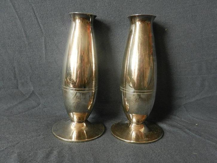 Paar Gero Hollandia verzilverde vaasjes vazen jaren dertig, Antiek en Kunst, Kunst | Designobjecten, Ophalen of Verzenden