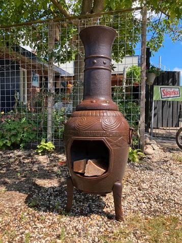 Unieke decoratieve zware XXL gietijzeren tuinhaard 135 hoog! beschikbaar voor biedingen