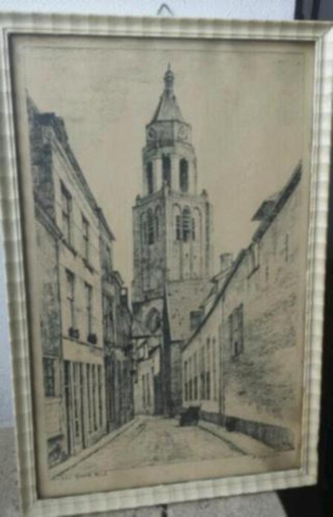 Potloodtekening h. Estgerbuh (1879-1959) Arnhem grote kerk, Antiek en Kunst, Kunst | Tekeningen en Foto's, Ophalen