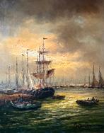 Zeer mooi groot maritiem schilderij. Peter Brouwer., Antiek en Kunst, Kunst | Schilderijen | Klassiek, Ophalen