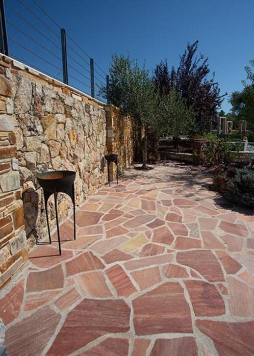 Brasil Rosso flagstones 1,5-3 cm dik € 37,95 p/m2, Tuin en Terras, Tegels en Klinkers, Nieuw, Terrastegels, Natuursteen, Ophalen