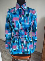 Vintage blouse met punt kraag, Ophalen of Verzenden, Zo goed als nieuw, Maat 38/40 (M), Blauw