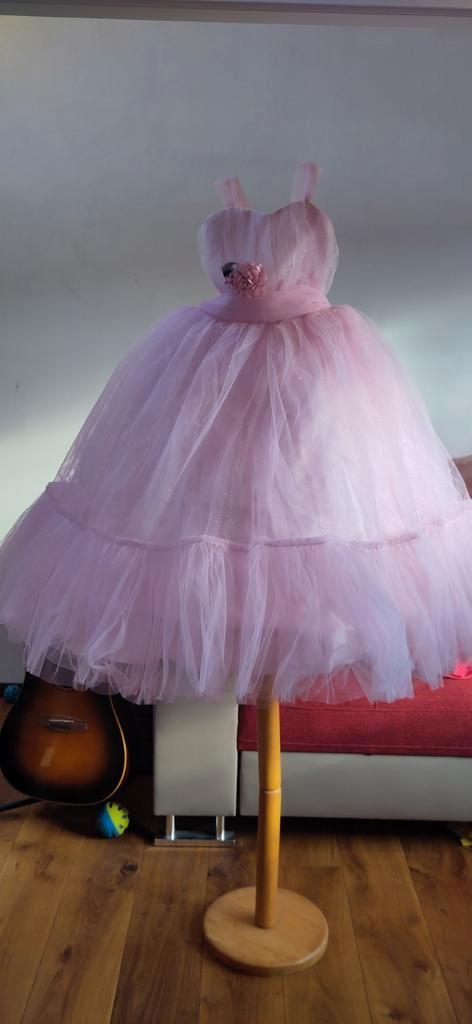 Prinsessenjurk met hoepelrok, 7-9 jaar, Kleding | Dames, Jurken, Zo goed als nieuw, Maat 34 (XS) of kleiner, Roze, Onder de knie