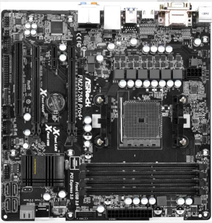 ASRock FM2A75M Pro4+ socket fm2+, Computers en Software, Moederborden, Gebruikt, DDR3, Verzenden