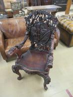 Oer 11369 antieke Chinese armstoel met snijwerk, Antiek en Kunst, Antiek | Meubels | Stoelen en Banken, Ophalen