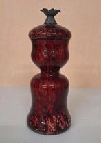 Jugendstil glazen vaas met bloem deksel, Antiek en Kunst, Ophalen of Verzenden