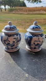 2x Vintage Blauw-Witte Potten met Deksel, Ophalen