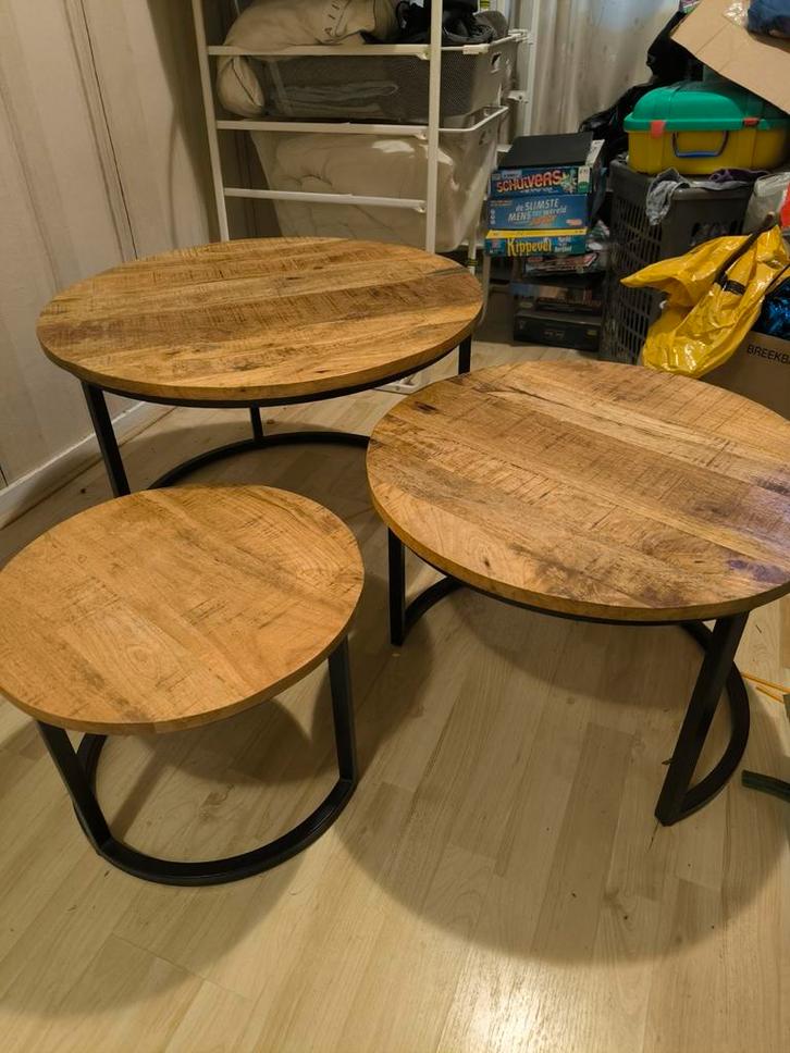 Salontafel Set 3-delig, Huis en Inrichting, Tafels | Bijzettafels, Rond, Minder dan 55 cm, Ophalen of Verzenden